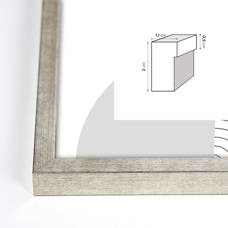 Ramka drewniana UNO S Srebrna 50x70 cm