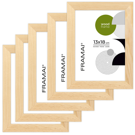 Pakiet ramek z drewna 5 szt. RAW 13x18 cm