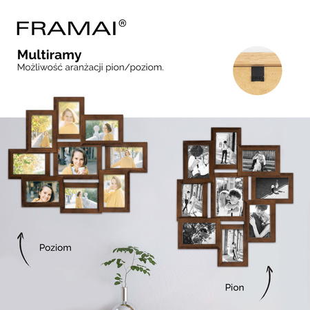 Multirama na 9 zdjęć MULTI HEN 4 ramka na zdjęcia w kolorze brązowym