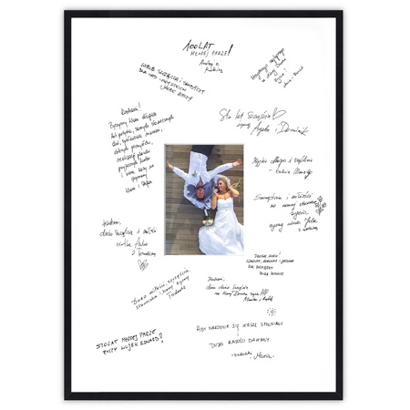 Ramka na weselną pamiątkę z passe partout o rozmiarze 50x70 cm