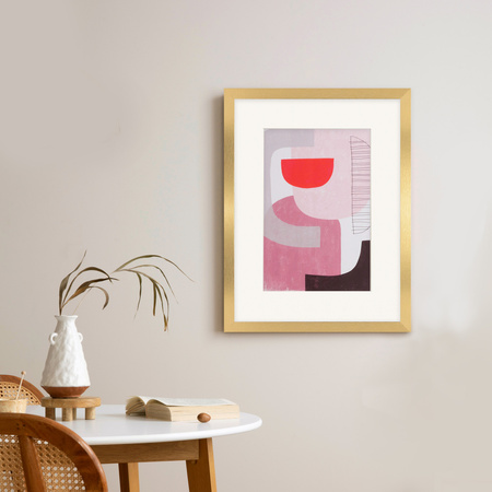 Ramka HEN 30x40 cm, złota z passe-partout 21×30 cm