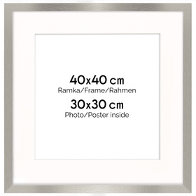 Ramka srebrna HEN PASS S z passe-partout – rozmiar 40x40 cm (okienko 30x30 cm)