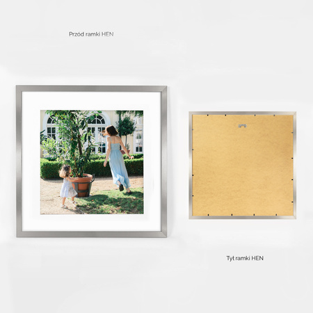 Ramka srebrna HEN PASS S z passe-partout – rozmiar 50x50 cm (okienko 40x40 cm)