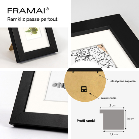 Ramka HEN PASS 2 z passe-partout – rozmiar 70x100 cm (okienko 60x80 cm)
