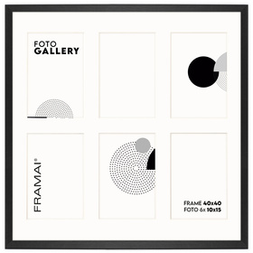 Foto Galeria 40x40 cm - ramka z passe partout na 6 zdjęć 10x15 cm kolor czarny