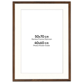 Ramka brązowa HEN PASS 4 z passe-partout – rozmiar 50x70 cm (okienko 40x60 cm)