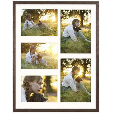 Foto Galeria 40x50 cm - ramka z passe partout na 5 zdjęć 13x18 cm 15x21 cm kolor brązowy