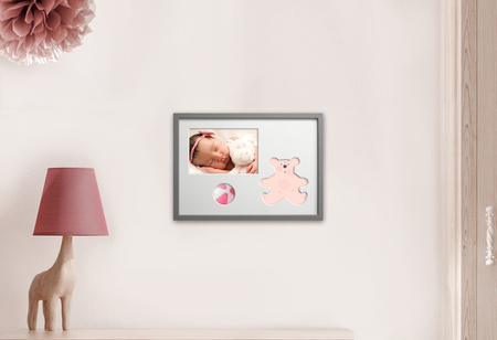 Ramka na zdjęcia do pokoju dziecięcego szare. Ramka z passe partout o rozmiarze 21x30 cm