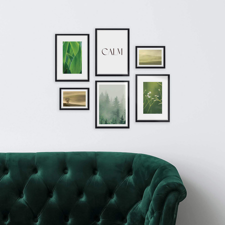 Zestaw plakatów Forest Morning + zestaw ramek z litego drewna w kolorze czarnym