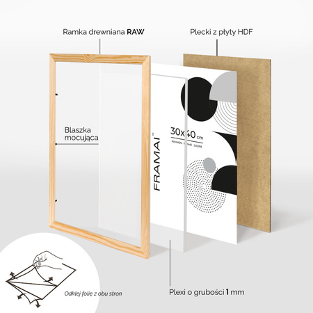 Pakiet ramek z drewna 5 szt. RAW 30x40 cm