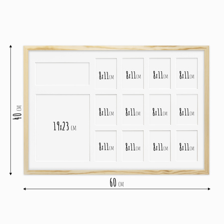 Ramka z drewna PIERWSZY ROCZEK - kolaż na 13 zdjęć