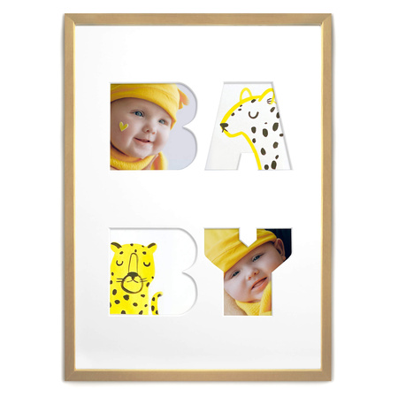 Ramka na zdjęcia BABY jasne drewno. Ramka z passe partout o rozmiarze 30x40 cm