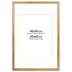 Ramka naturalna HEN PASS 01 z passe-partout – rozmiar 40x60 (30x40) cm