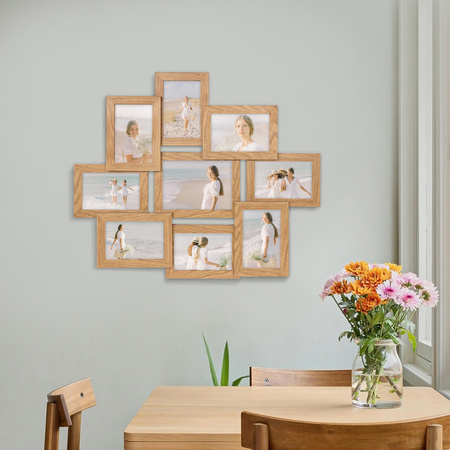 Multirama na 9 zdjęć MULTI HEN 01 ramka na zdjęcia w kolorze dębowym