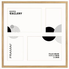 Foto Galeria 40x40 cm kolor dębowy - ramka z passe partout na 4 zdjęcia 10x15 cm i 15x21 cm