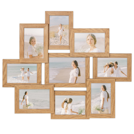 Multirama na 9 zdjęć MULTI HEN 01 ramka na zdjęcia w kolorze dębowym