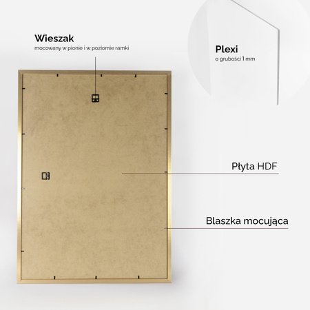 Ramka złota HEN PASS Z z passe-partout – rozmiar 50x70 cm (okienko 40x60 cm)