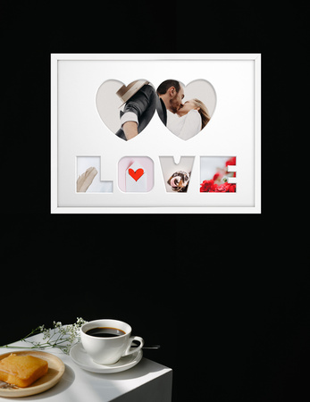 Ramka na zdjęcia LOVE - BIAŁA. Ramka z passe partout o rozmiarze 30x40 cm