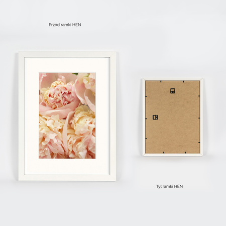 Ramka biała HEN PASS 1 z passe-partout – rozmiar 30x40 cm (okienko 21x30 cm)