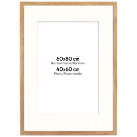 Ramka naturalna HEN PASS 01 z passe-partout – rozmiar 60x80 cm (40x60 cm)