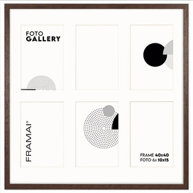 Foto Galeria 40x40 cm - ramka z passe partout na 6 zdjęć 10x15 cm kolor brązowy