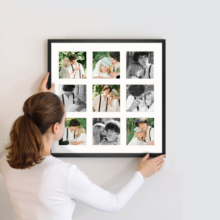 Foto Galeria 40x40 cm - ramka z passe partout na 9 zdjęć 10x10 cm kolor czarny