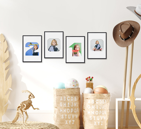 Ramka CYFERKA "4" Czarna. Ramka z passe partout o rozmiarze 21x30 cm