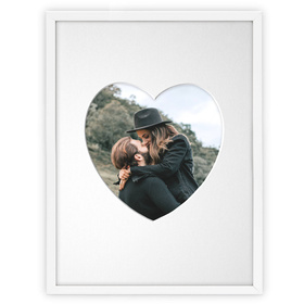 Ramka SERCE - biała - Ramka z passe partout o rozmiarze 30x40 cm