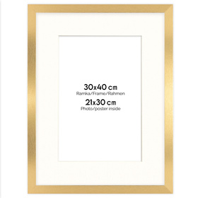 Ramka HEN 30x40 cm, złota z passe-partout 21×30 cm 