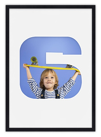 Ramka CYFERKA "6" Czarna. Ramka z passe partout o rozmiarze 21x30 cm