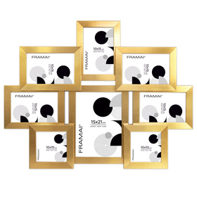 Multirama na 8 zdjęć MULTI  HEN Z ramka na zdjęcia w kolorze złotym