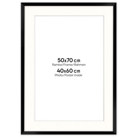 Ramka czarna HEN PASS 2 z passe-partout – rozmiar 50x70 cm (40x60 cm)