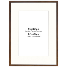 Ramka brązowa HEN PASS 4 z passe-partout – rozmiar 60x80 cm (okienko 40x60 cm)
