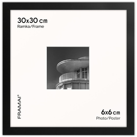 Ramka czarna HEN PASS 2 z passe-partout – rozmiar 30x30 cm (okienko 6x6 cm)